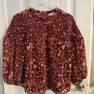 Susina Burgundy Floral Blouse